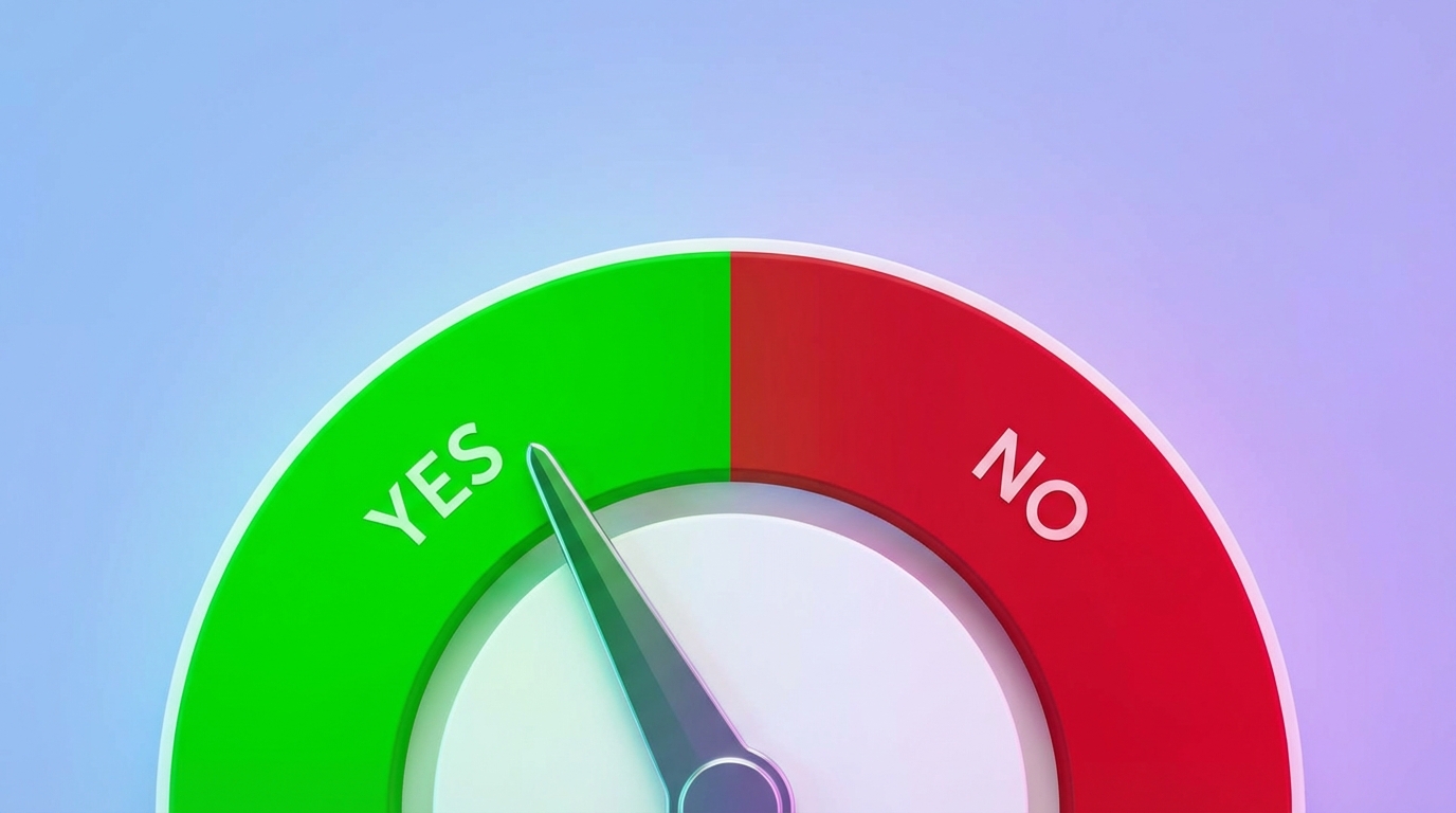 Yes or No decision wheel with dramatic split design showing green YES and red NO sections